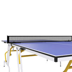 Mesa de Ping-Pong Dobrável Mesa de Ping-Pong Compacta com Rede Apoio para os Pés Ajustáveis e Estrutura de Aço para Interior e Exterior 274x152,5x76 cm Azul — foto 8