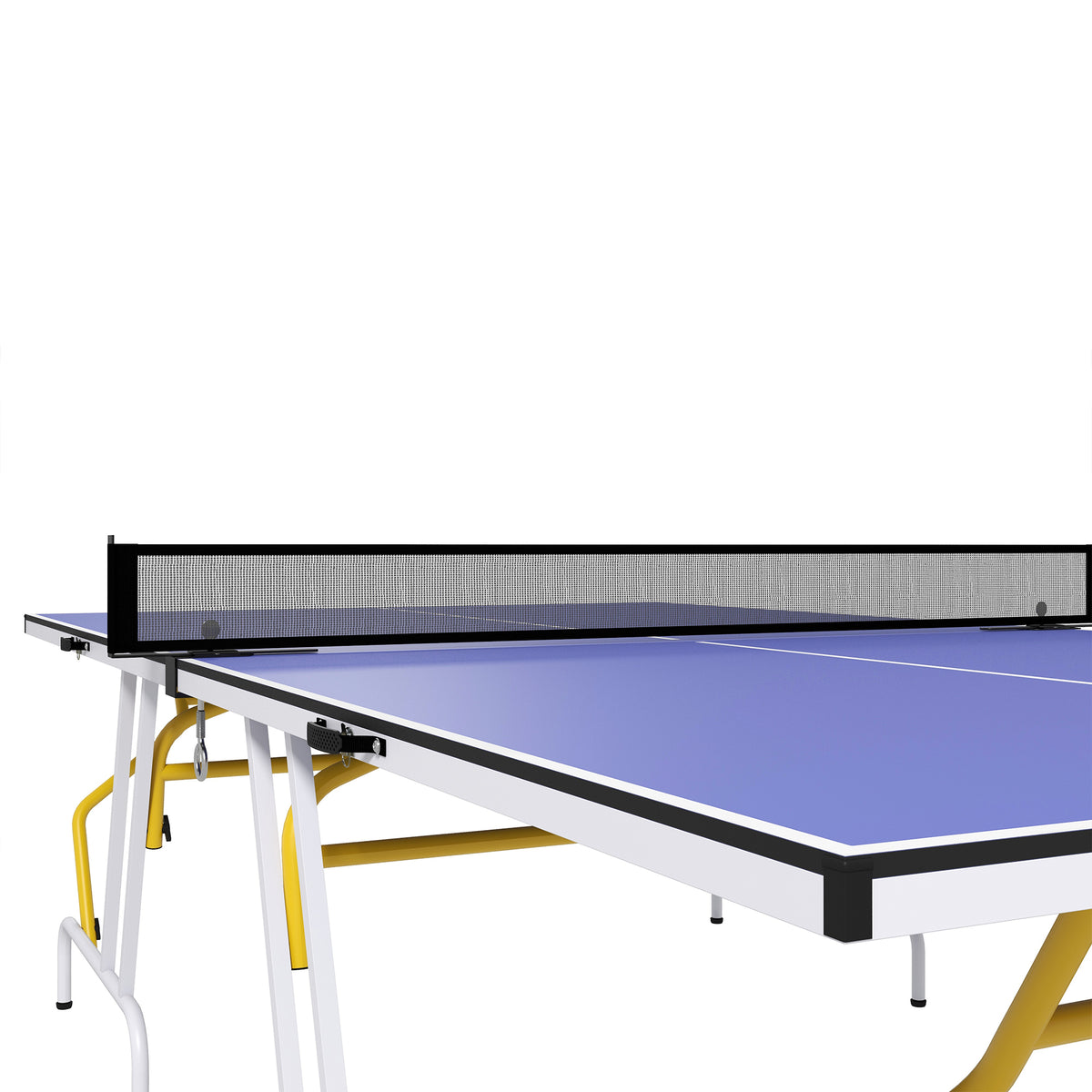 Mesa de Ping-Pong Dobrável Mesa de Ping-Pong Compacta com Rede Apoio para os Pés Ajustáveis e Estrutura de Aço para Interior e Exterior 274x152,5x76 cm Azul — foto 8