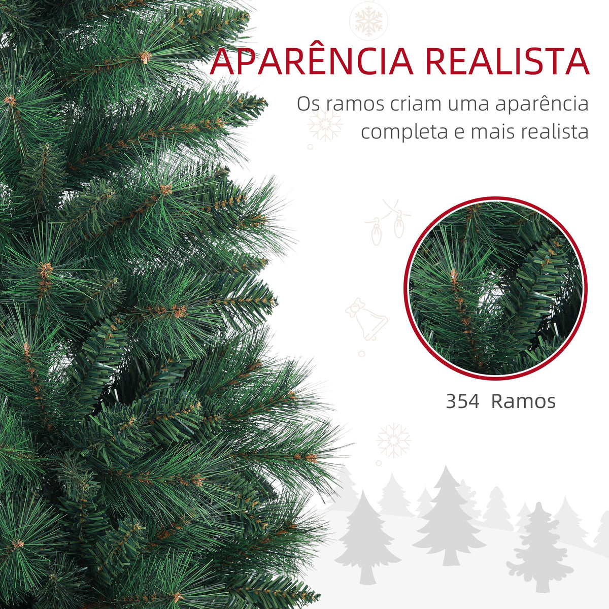 Árvore de Natal 150 cm Árvore de Natal Artificial com 354 Ramos e Suporte de Metal Árvore de Natal para Sala Interior Verde — foto 5