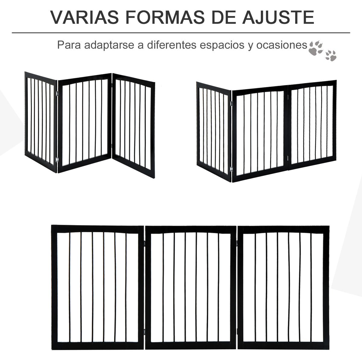 Barreira de Segurança Dobrável de 3 Painéis Portátil para Animais de Estimação Grade de Proteção para Cães Pequenos 160x76 cm para Portas Escadas Corredores Castanho — foto 4