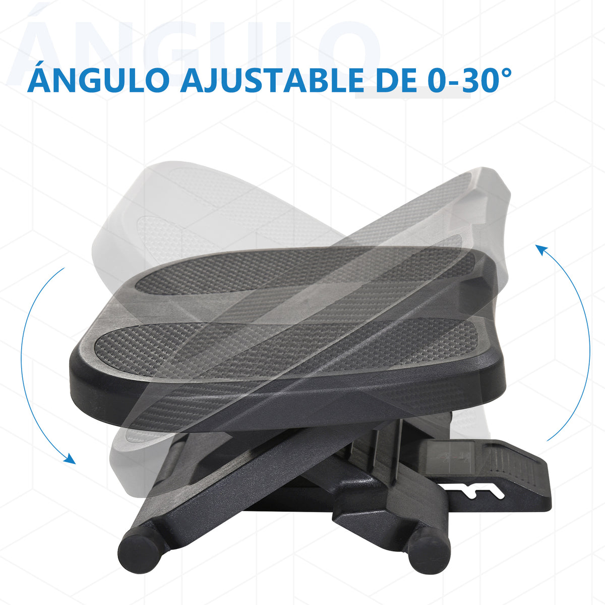 Apoio para os Pés com Superfície Texturizada Apoio para os Pés com Inclinação de 0-30° Massagem e Altura Ajustável em 3 Níveis para Escritório 45x34x10-16,5 cm Preto — foto 4