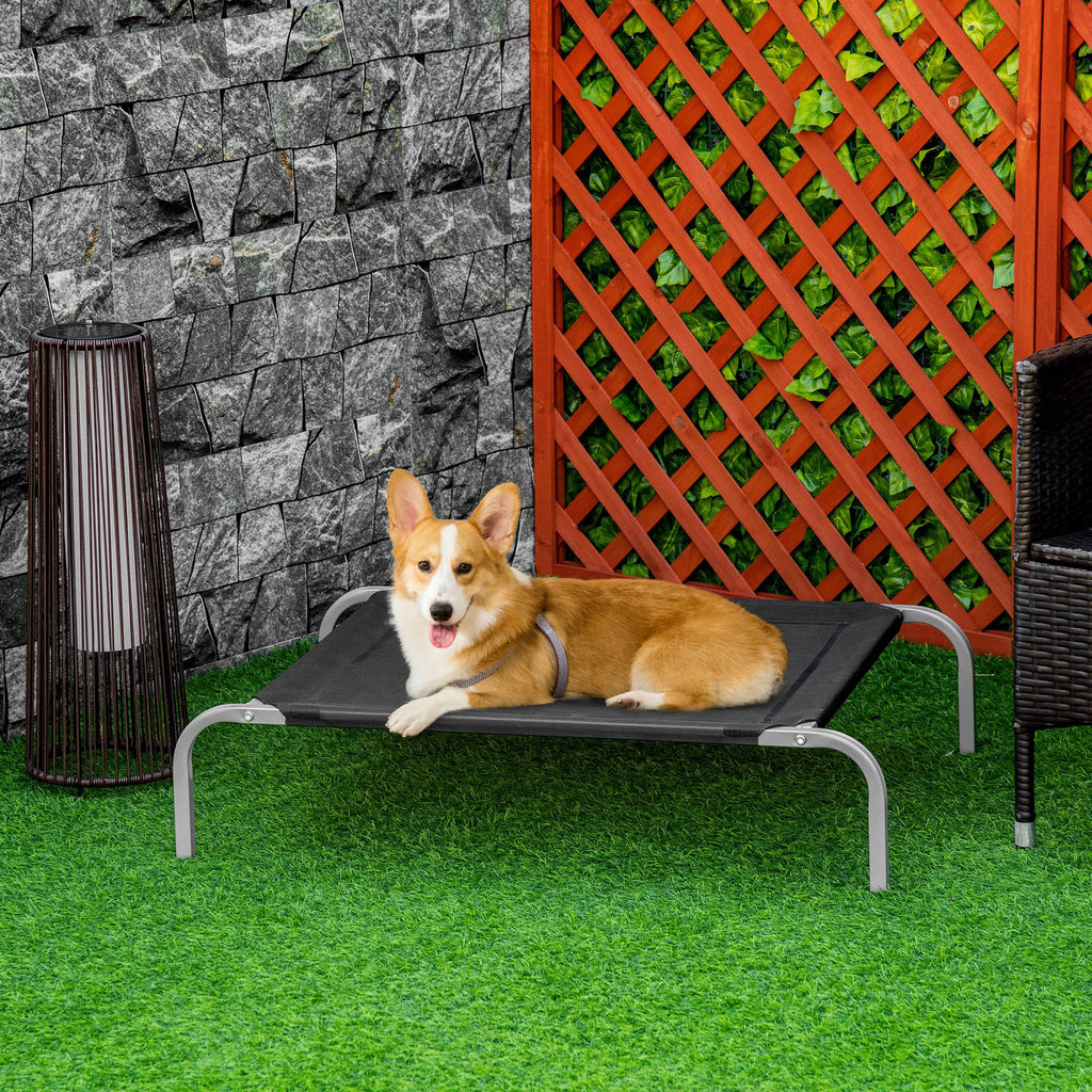 Cama Elevada para Animais de Estimação Cama para Cães e Gatos Desmontável Tecido Textilene Exterior Jardim Terraço 90x65x20cm Preto — foto 2