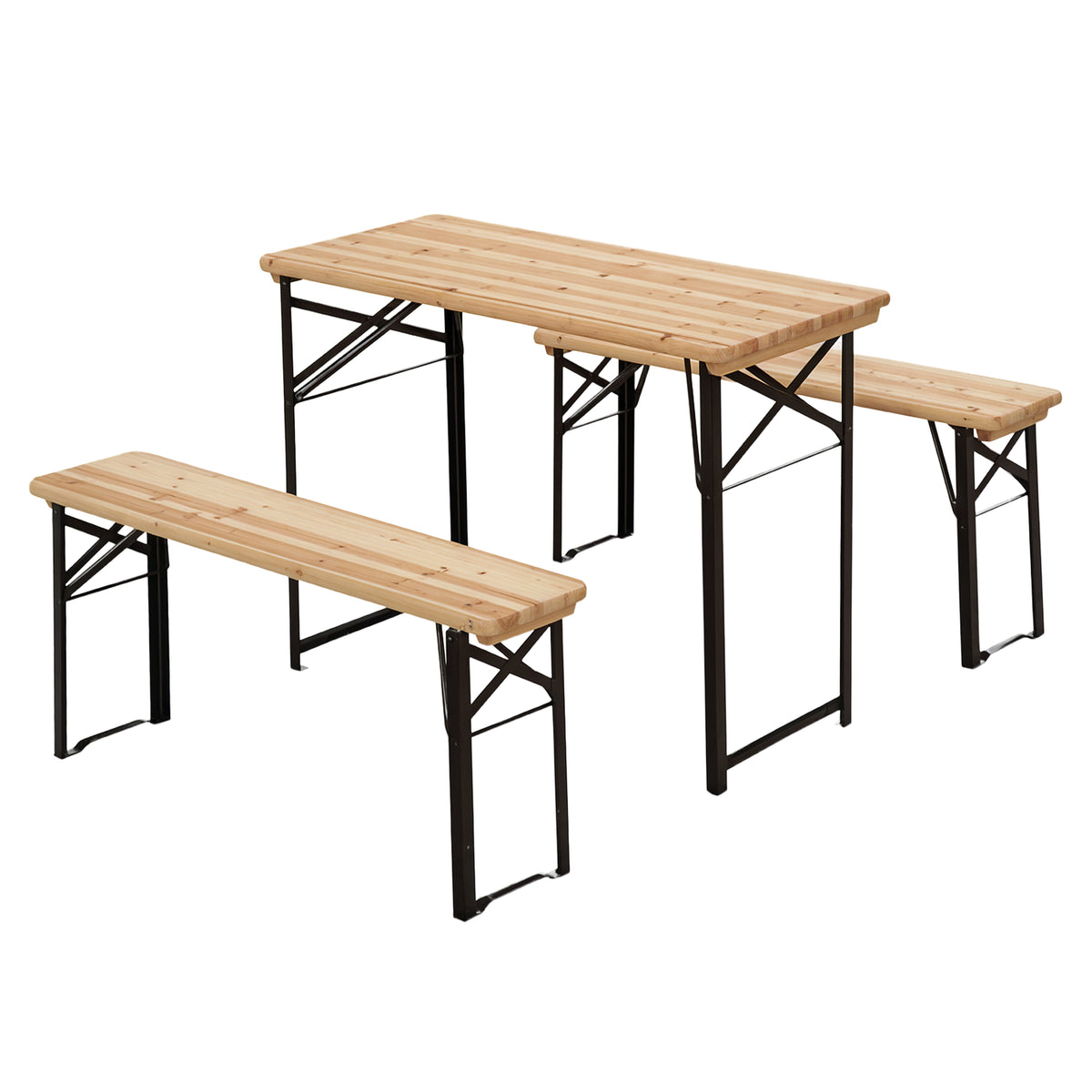 Conjunto de mesa e bancos dobráveis para mesa ampla para piquenique 120x50x76cm — foto 1