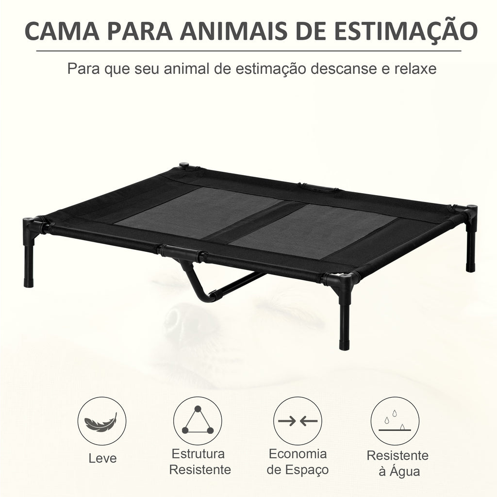 Cama Elevada para Cães Cama de Animais de Estimação com Malha Transpirável e Tecido Oxford para Exterior Interior Jardim Terraço 92x76x18 cm Preto — foto 4