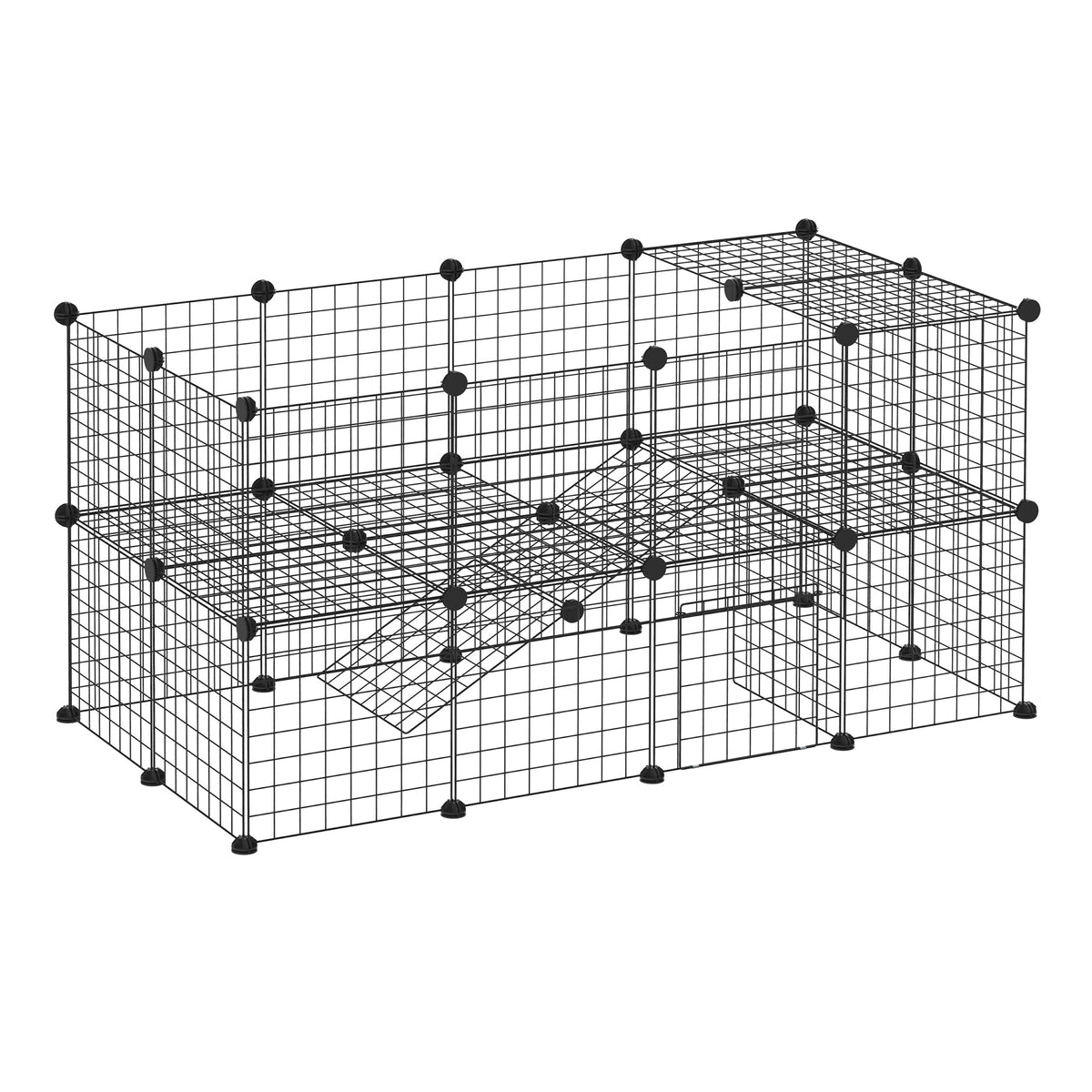 Recinto de Metal para Animais de Estimação Recinto Metálico com 36 Painéis para Pequenos Animais Desmontável DIY 146x73x73 cm Preto — foto 1