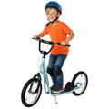 Trotinete para Crianças acima de 5 Anos e Adolescentes com Guiador Ajustável em Altura 2 Pneus de Borracha Insufláveis com Travagem Dupla e Rodas 16" Carga 100 kg 139x58x90-96 cm Azul — foto 1