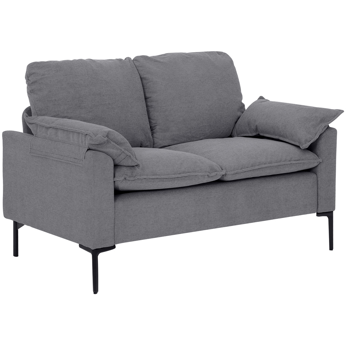 Sofá de 2 Lugares Revestido em Veludo Sofá Moderno com Pés de Metal Apoios de Braços Acolchoados para Sala Quarto Escritório 130x77x84 cm Cinza — foto 1