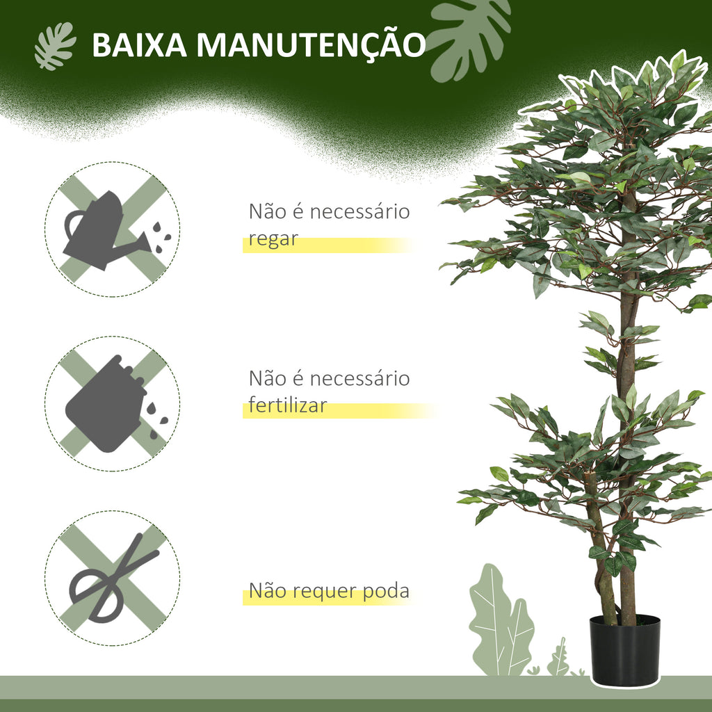 Planta Artificial Ficus 150 cm Planta Artificial com 1008 Folhas Musgo e Vaso Planta Artificial Decorativa para Interior e Exterior Casa Sala de Estar Escritório Verde — foto 6