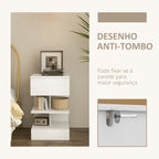 Mesa de Cabeceira Mesa Auxiliar com 1 Gaveta e 2 Prateleiras Abertas para Quarto Sala Cama Escritório Estilo Moderno 39x39x65 cm Branco — foto 6
