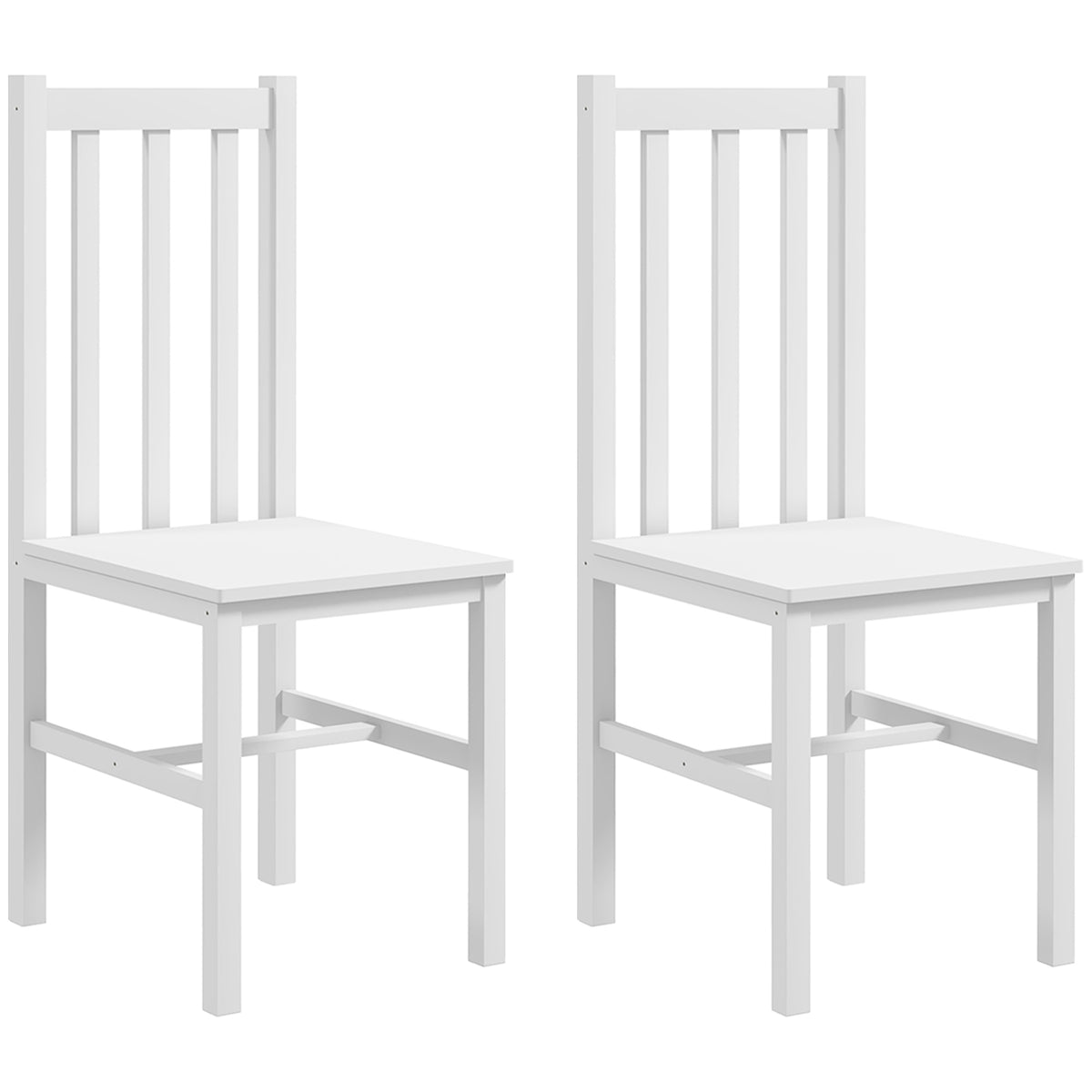 Conjunto de 2 Cadeiras de Sala de Jantar Cadeiras de Cozinha com Encosto de Ripas Estrutura de Madeira de Pinho para Sala de Estar Capacidade 120 kg 38,5x47,5x99 cm Branco - Modelo 2 — foto 1