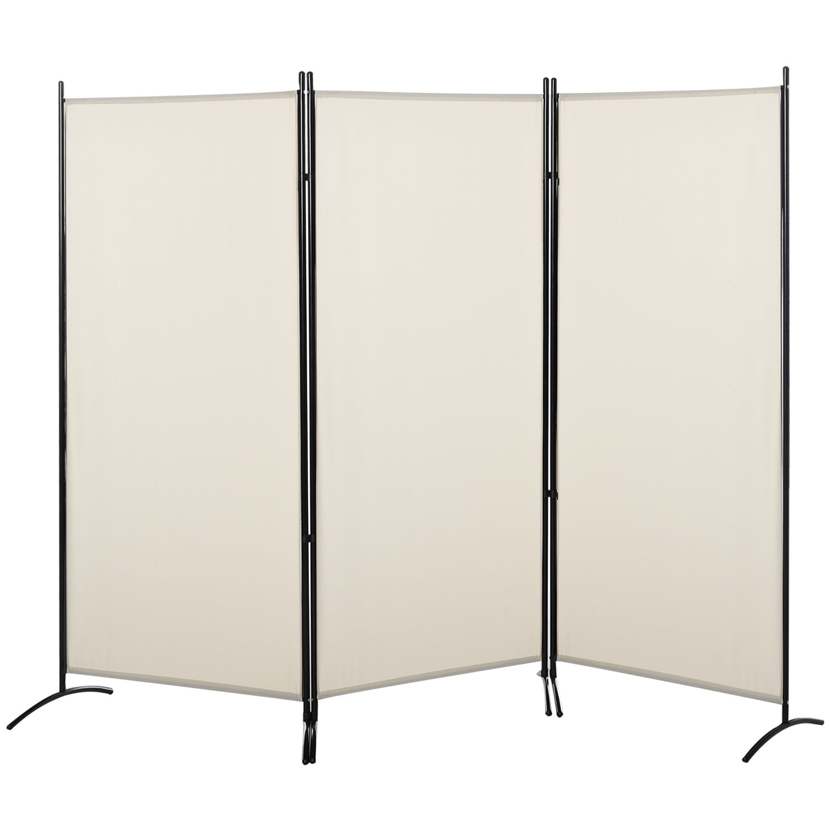 Biombo de 3 Paineis Separador de Ambientes Dobrável 253x50x182 cm Divisor de Ambientes Biombo de Privacidade com 6 Pés de Metal para Escritório Dormitório Bege — foto 1