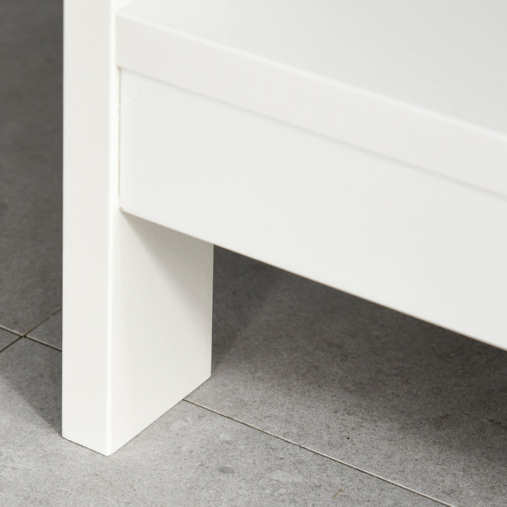 Mesa de console para Corredor com 2 gavetas e 2 prateleiras inferiores Móveis modernos Base elevada anti-inclinação 100x30.5x80 cm Branco — foto 8