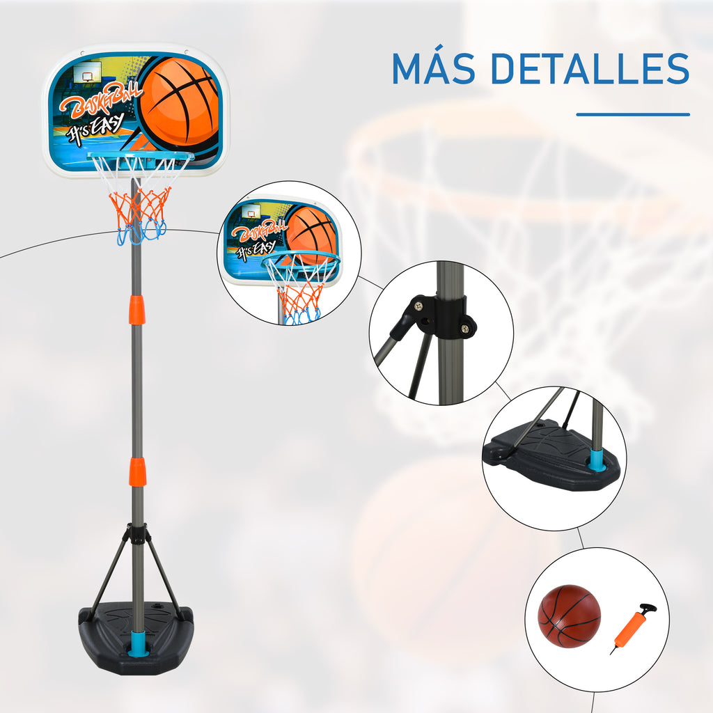 Tabela de Basquetebol para Crianças Tabela de Basquetebol com Suporte Altura Ajustável e Base Preenchida para Interior e Exterior 32x65x126-158 cm Multicor — foto 7