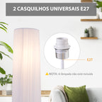 Candeeiro de Pé Moderno para Dormitório Sala de Estar com Interruptor de Pé e Base de Aço Inoxidável Ø15x120 cm Branco — foto 4