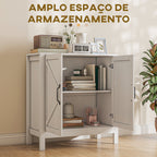 Aparador para Sala de Estar Moderno Móvel Sala de Estar com Prateleira Ajustável e Anti-Tombo Aparador Cozinha Sala de Jantar 80x35x85 cm Branco — foto 4
