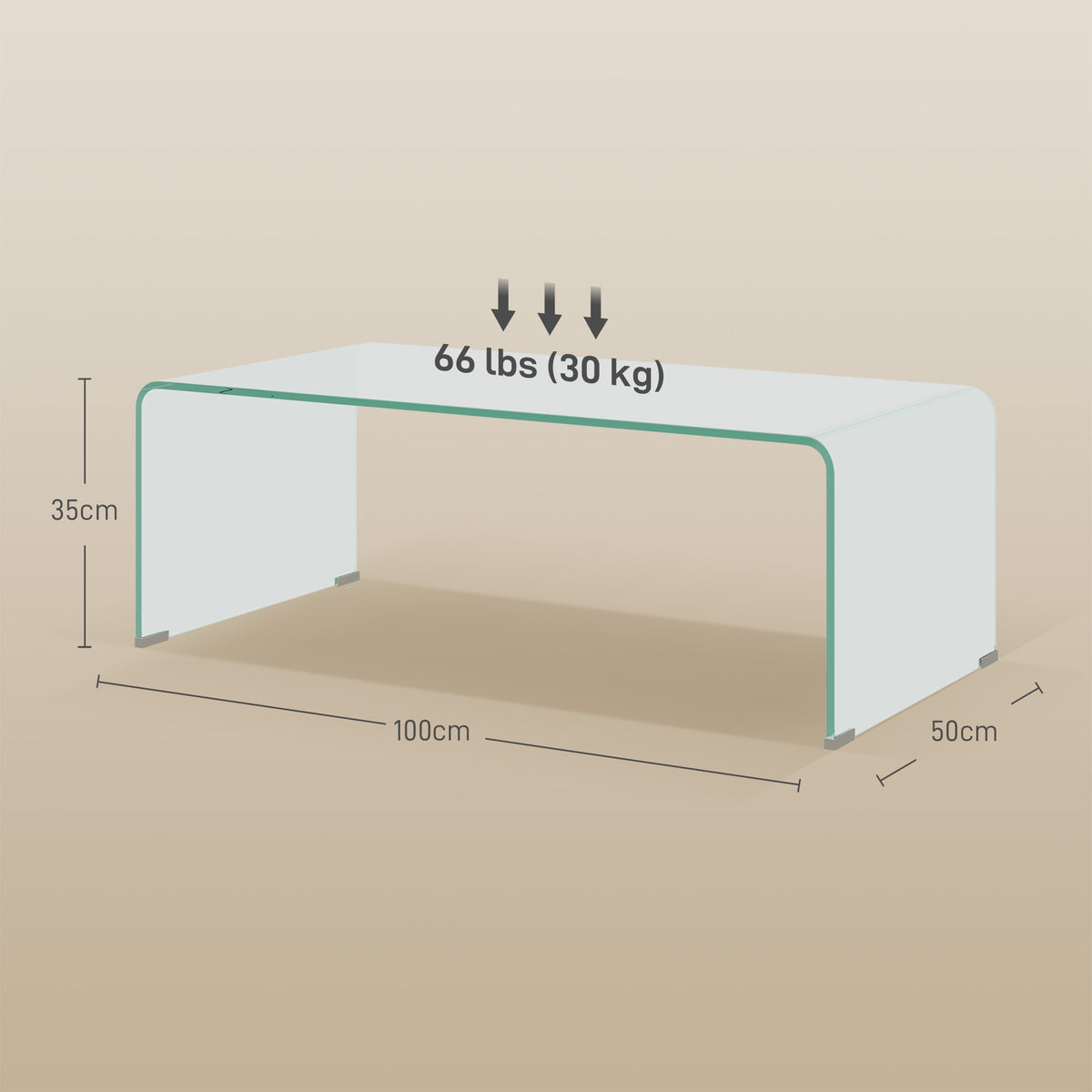 Mesa de Centro em Vidro Estável Design Monobloco Simples e Moderna 100x50x35 cm Transparente — foto 2