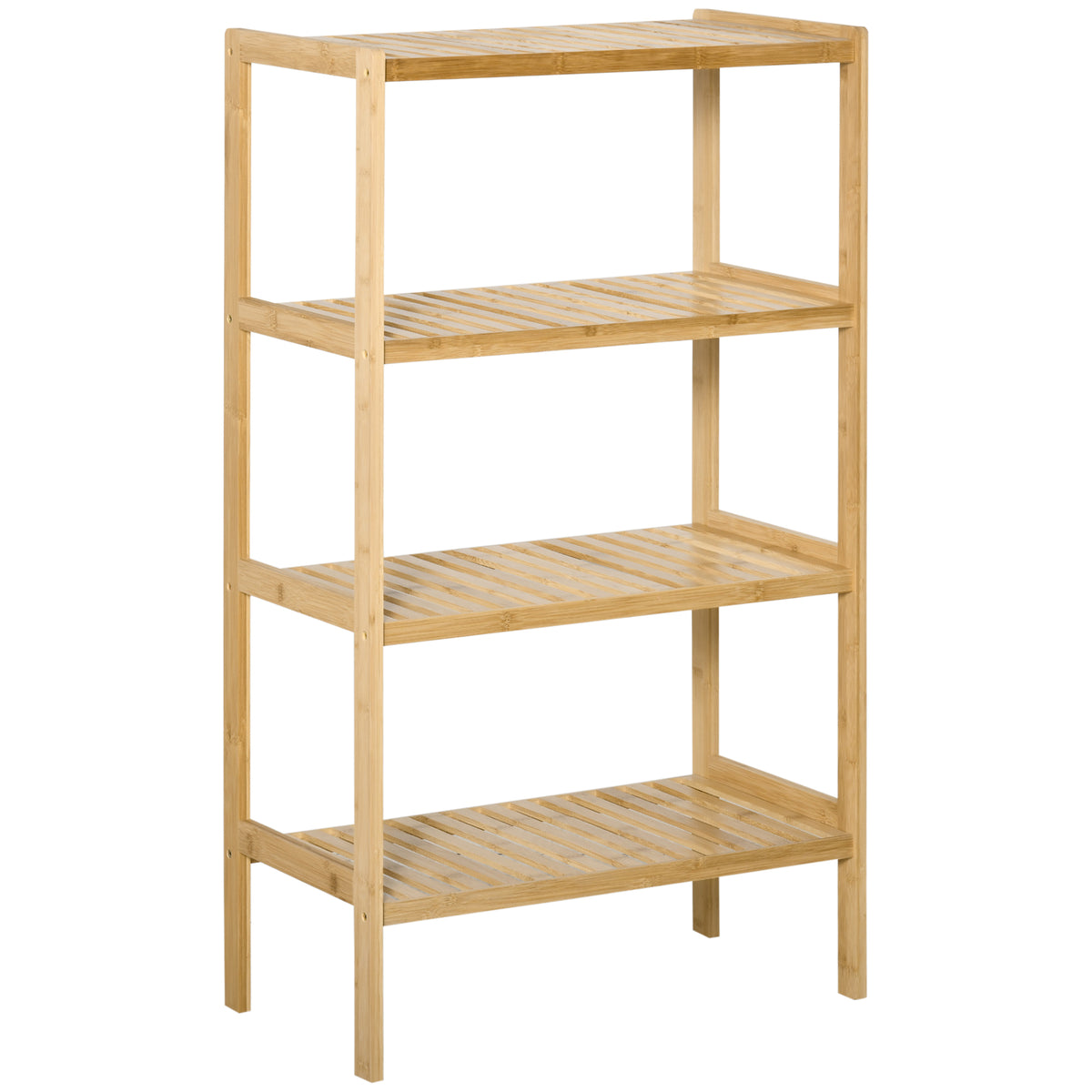 Estante de Bambú de 4 Níveis Móvel Organizador Multifuncional para Casa de Banho Cozinha Sala de Estar com Dispositivo Anti-Rolamento 62x33x112cn Natural — foto 1