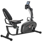 Bicicleta Estática com Encosto 8 Níveis de Resistência Bicicleta Estática Reclinada com Banco Ajustável Ecrã LCD e Suporte para Telemóvel para Treinos de Recuperação 121-142x62x101 cm Preto — foto 1