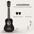 Ukelele 21 Polegadas Ukelele Soprano para Principiantes Ukelele apto para Concerto com Cordas de Nylon Material Madeira 53x17,5x6,2 cm Preto — foto 6