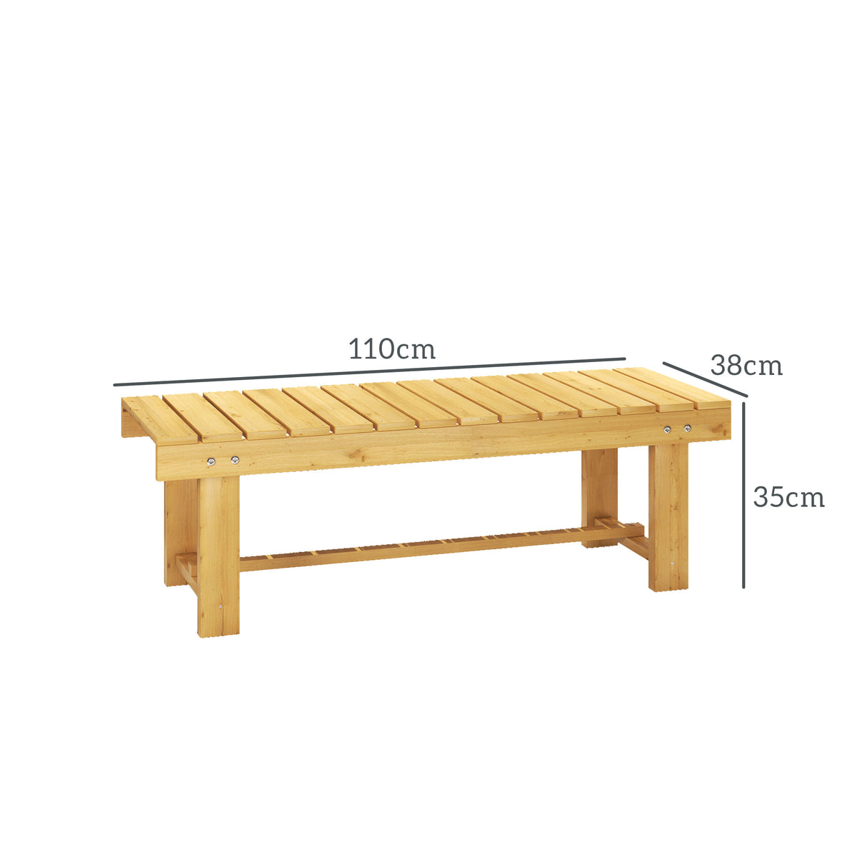 Banco de Jardim de 2 Lugares Banco de Madeira Carga 250 kg Banco para Pátio Exterior 110x38x35 cm Madeira — foto 3