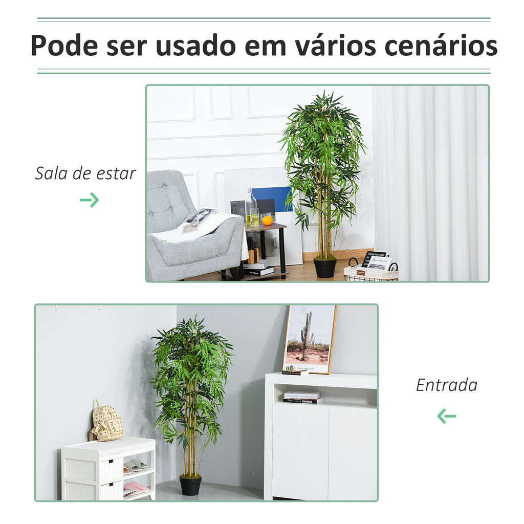 Bambu Artificial 150cm com Vaso Decorativo Planta Sintética Realística Ø18x150 cm Verde — foto 5