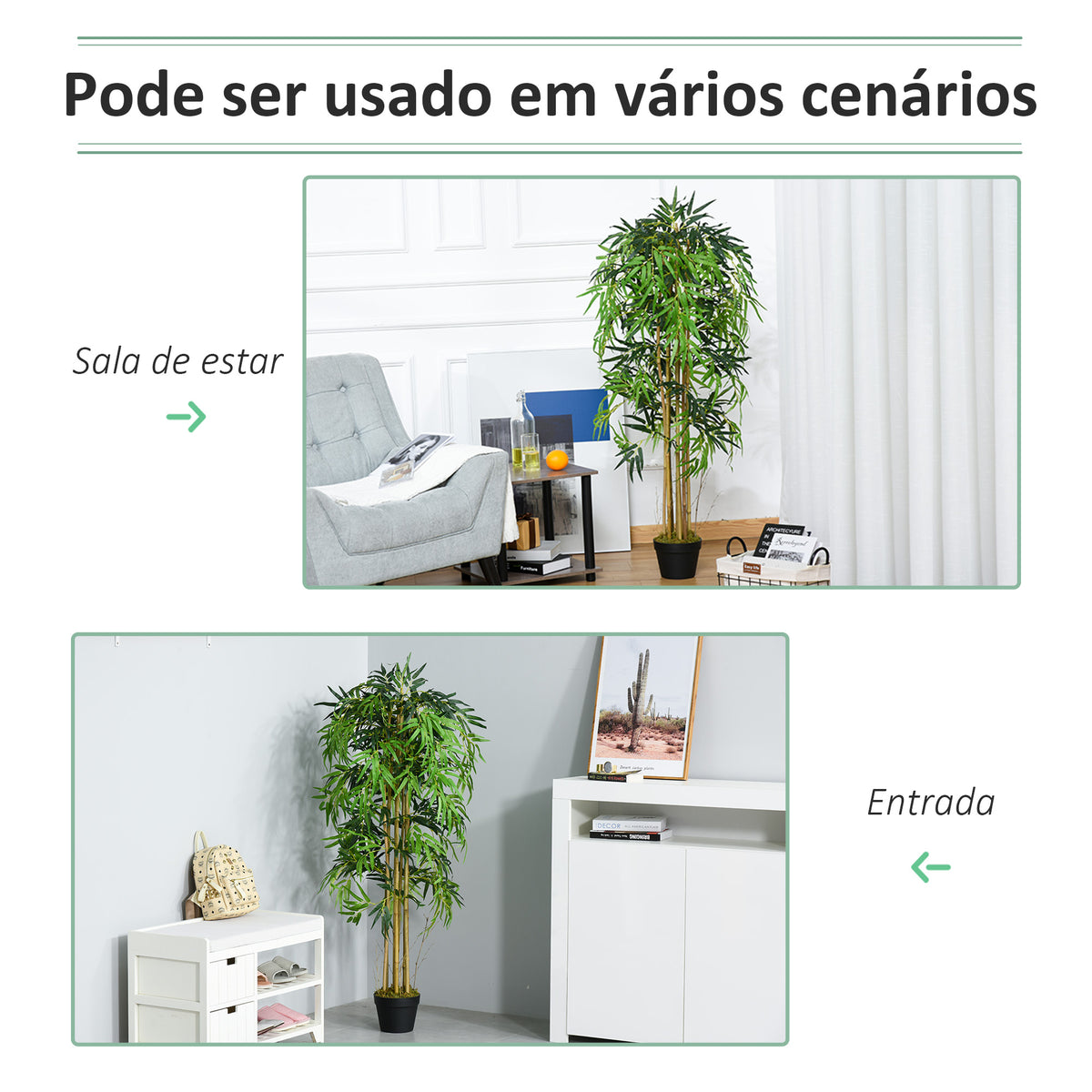Bambu Artificial 150cm com Vaso Decorativo Planta Sintética Realística Ø18x150 cm Verde — foto 5