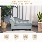 Sofá para Cães Pequenos Sofá para Gatos Estofado em Veludo com Arrumação Oculta e Almofada Lavável Carga 10 kg 76x45x43 cm Cinzento Claro — foto 8