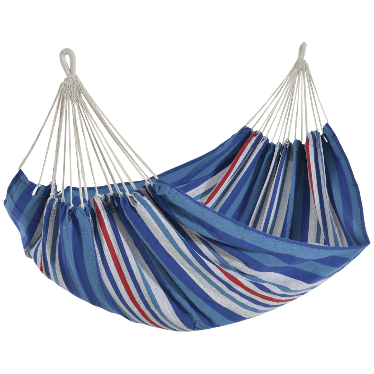 Cama Rede para Campismo Praia Jardim Carga Máxima 180 kg 210x150cm Azul e Vermelho — foto 1