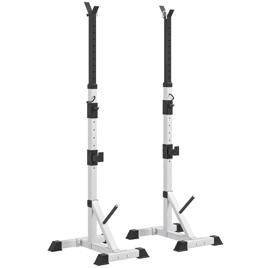 Suporte para Barras de Pesos Ajustável Estante Multifuncional 2 Peças de Aço Treinamento em Casa Peso 200 kg 58,5x75,5x136-176 cm Prata e Preto — foto 1