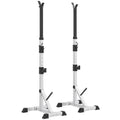 Suporte para Barras de Pesos Ajustável Estante Multifuncional 2 Peças de Aço Treinamento em Casa Peso 200 kg 58,5x75,5x136-176 cm Prata e Preto — foto 1