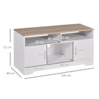 Móvel de TV para Sala de Estar Móvel de TV com Amplo Espaço de Arrumação Prateleiras Abertas Orifício Passa Cabos 105x40x52 cm Branco e Madeira — foto 3