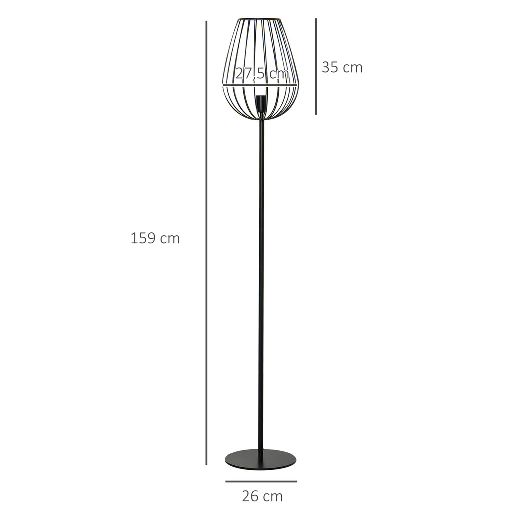 Lâmpada de pé com base de metal moderno com interruptor de pé Ф27,5x159 cm Preto — foto 3