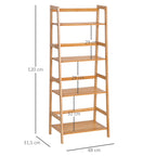 Estante de Bambu com 4 Prateleiras Estante em Forma de Escada para Casa de Banho Sala de Estar Escritório 48x31,5x120 cm Madeira — foto 3