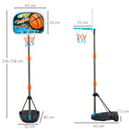 Tabela de Basquetebol para Crianças Tabela de Basquetebol com Suporte Altura Ajustável e Base Preenchida para Interior e Exterior 32x65x126-158 cm Multicor — foto 3