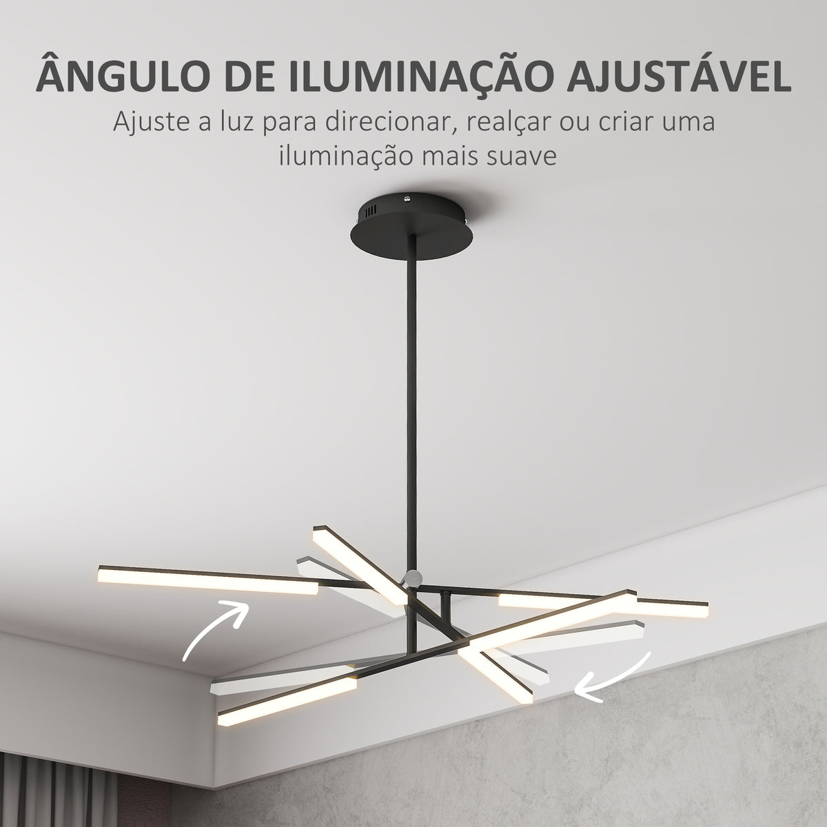 Candeeiro Suspenso Moderno Candeeiro de Teto LED com Ângulo de Luz Ajustável Pantalla de Acrílico Iluminação para Quarto Sala de Jantar Cozinha, Sala Restaurante Ø100x79 cm Preto — foto 4
