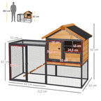 Coelheira Gaiola externa para pequenos animais de estimação 2 níveis com bandeja removível de madeira e rampa de metal 122x63x92 cm para coelhos cobaios de madeira e cinza — foto 3