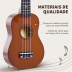 Ukelele 21 Polegadas Ukelele Soprano para Principiantes Ukelele apto para Concerto com Cordas de Nylon Material Madeira 53x17,5x6,2 cm Marrom — foto 4