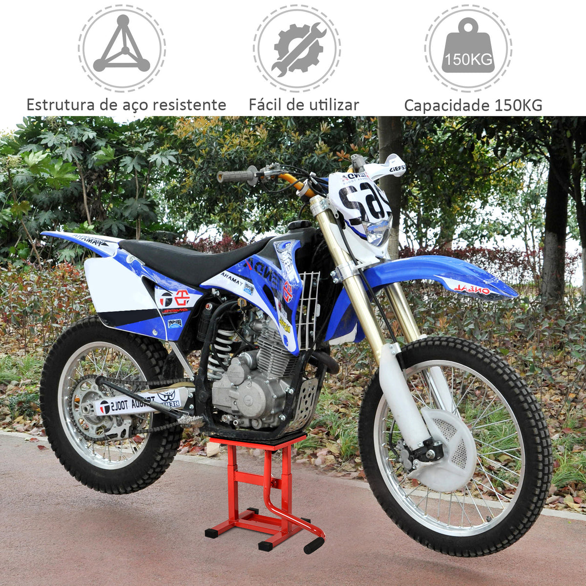 Plataforma Elevatória Altura Ajustável 27,5-39,5 cm Elevador para Motocicletas com Manivela Base Antiderrapante Suporte de Levantamento Carga 150 kg para Reparação de Motocicletas Oficina Garagem — foto 4