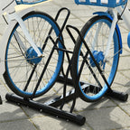Suporte de estacionamento para 2 bicicletas Garagem Interior Exterior Estável Fácil de montar Portátil Anti-Slip Pad Tubo de aço 60x54x57cm Preto — foto 2