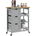 Carrinho de Cozinha com Rodas Carrinho de Serviço Multiuso com 3 Gavetas 2 Prateleiras Abertas e Bandeja para Sala de Jantar Sala de Estar 67x37x85,5 cm Cinzento — foto 1