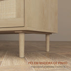 Cómoda com 6 Gavetas e Frontal de Vime Pés de Madeira Estilo Bohemio 110x40x75 cm Madeira — foto 6