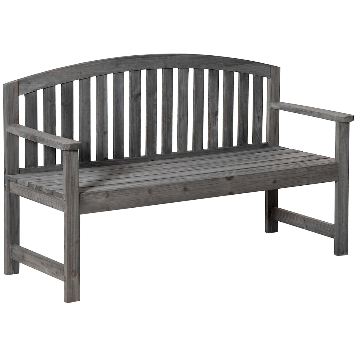 Banco de Jardim de 3 Lugares Banco de Ripas de Madeira com Encosto Apoio para os Braços Terraço Varanda Exterior Carga 320kg 140x50x85cm Cinza — foto 1