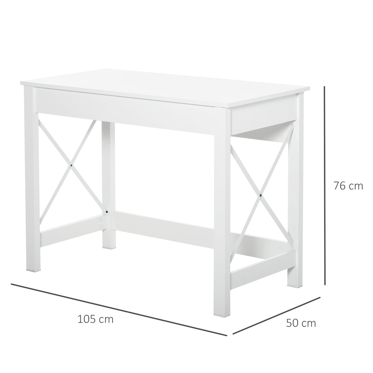 Secretária Moderna Mesa de Estudo com Estrutura de Aço Mesa de Computador 105x50x76 cm Branco — foto 3