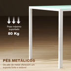 Mesa de Refeição de Vidro Mesa Retangular para 6 Pessoas com Pés de Metal Multifuncional para Cozinha ou Sala 140x80x75 cm Branco — foto 5
