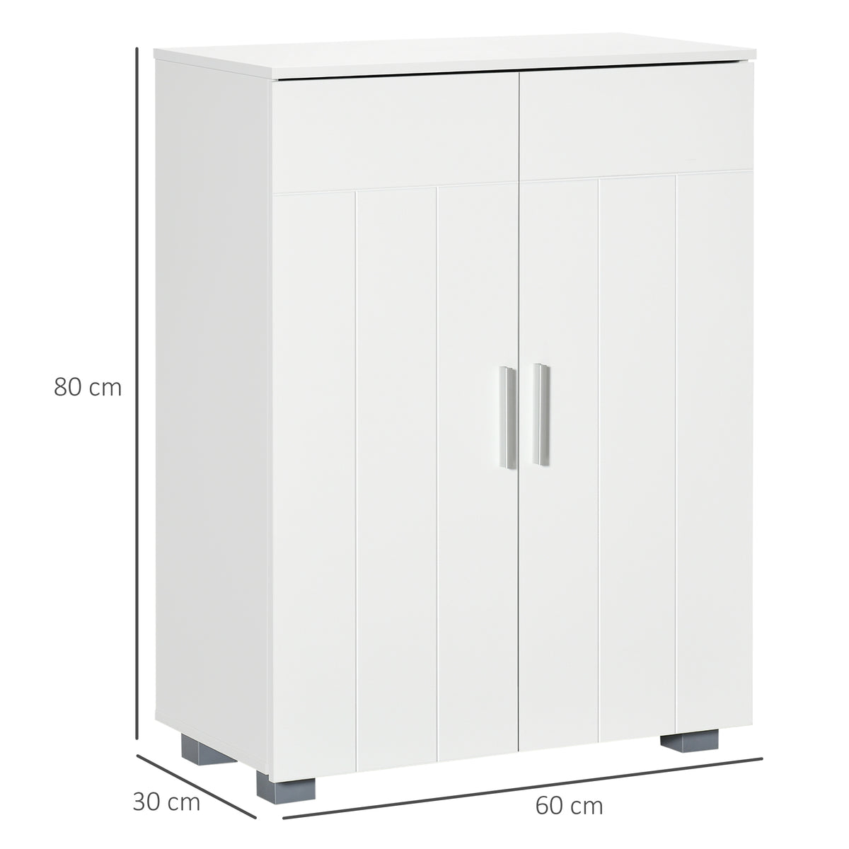 kleanklin Armário de Casa de Banho com 2 Portas e 2 Prateleiras Ajustáveis em 7 Níveis Móvel Auxiliar de Armazenamento para Sala de Estar Cozinha 60x30x80cm Branco — foto 3
