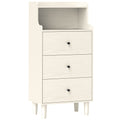 Cómoda com 3 Gavetas Cómoda de Quarto Estreita com Prateleiras Abertas Anti-Tombo Gaveteiro Alto para Sala de Estar Corredor 47x29x95 cm Branco Acinzentado — foto 1