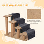 Escada para Animais de Estimação com 4 Degraus 2 em 1 com Capa Removível e Lavável Escada para Cães Gatos Carga 30kg 60x35x44 cm Cinza Escuro — foto 6