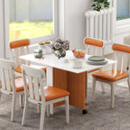 Mesa de Sala de Jantar Dobrável com Rodas Mesa Multifuncional para Sala de Jantar com 3 Formas 120x80x73cm Branco e Madeira — foto 2