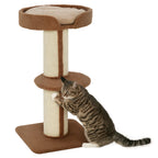 Arranhador para Gatos Altura 91 cm Arranhador para Gatos de 3 Níveis com Ninho Plataforma e Poste de Sisal 45x45x91 cm Marrom Claro — foto 1
