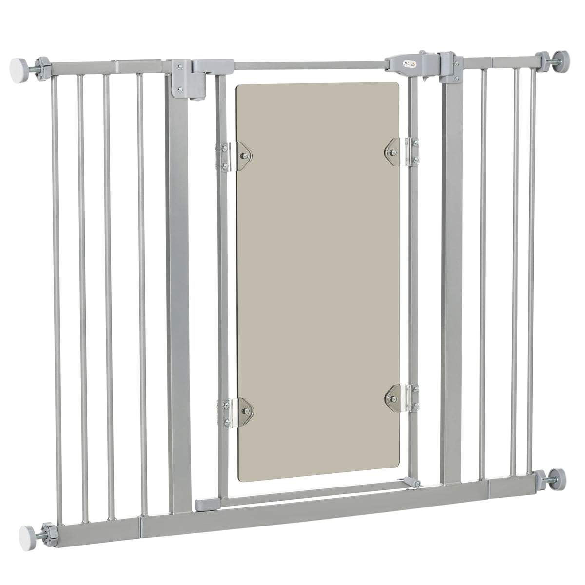 Barreira de Segurança de Cães para Escadas e Portas 74-105cm com 2 Extensões de Aço 10/15cm Porta de Acrílico e Fechamento Automático Altura 76,2cm Cinza — foto 1